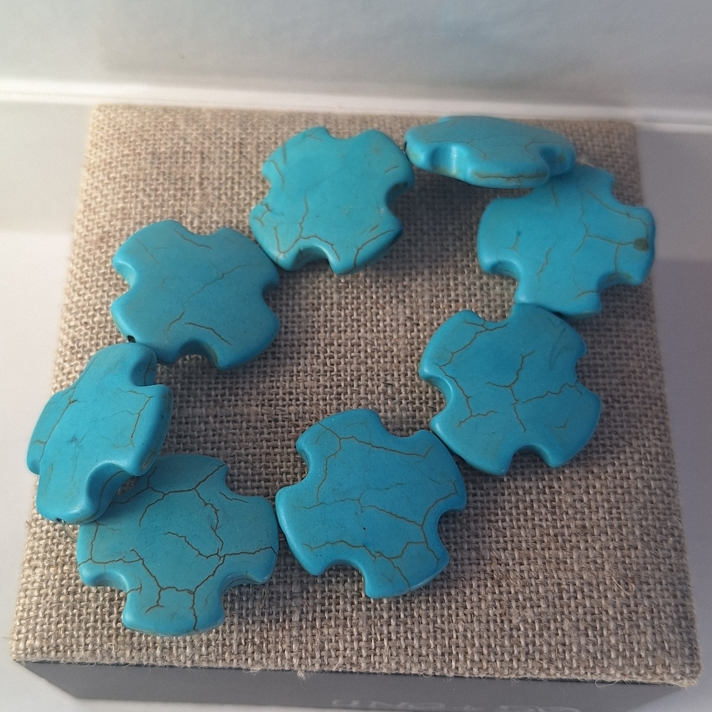 Turquoise Cross Bead Bracelet